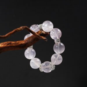 Crystal Couture: 19.5mm Mozambique Rose Quartz Statement Bracelet - 图片 1