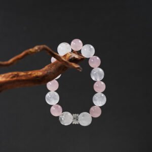 💖 Sweet Serenade" Crystal Bracelet 💖 11mm Madagascar Rose Quartz × 13mm White Phantom Quartz A poetic dance between romance and mysticism - 图片 1