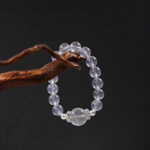💖 Pink Opulence" Crystal Bracelet 💖 11mm Translucent Mozambican Rose Quartz + 18mm Crown Jewel - 图片 1