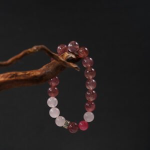 🍓💖 "Berry Blush Love" Crystal Bracelet 💖🍓 11mm Strawberry Quartz + Rose Quartz Harmony - 图片 1