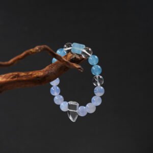 🌊 "Ocean Whisper" Crystal Bracelet 🌊 10mm Blue Lace Agate + Aquamarine + Clear Quartz - 图片 1