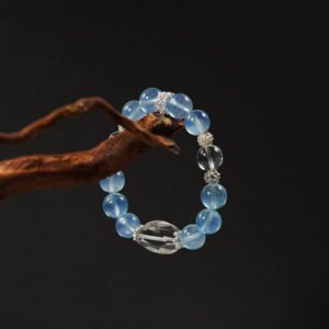 ☁️ "Sky Cathedral" Crystal Bracelet ☁️ 11.8mm Sky Blue Aquamarine + Clear Quartz + Faceted Clear Quartz - 图片 1