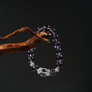 💎 "Andean Lightweaver" Crystal Bracelet 💎 11mm Transparent Bolivian Amethyst + 13mm Clear Quartz Crown - 图片 1