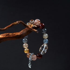 🌟✨ "Autumn Essence" 11mm Crystal Bracelet: Celebrate the Warmth of Fall with Natural Citrine, Garnet, Smoky Quartz, Gray Moonstone, and Red Coral! 🌟✨ - 图片 1