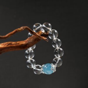 Titan's Pure Aura Bracelet – 16mm Ultra-Clear Quartz + 18mm Aquamarine Crown | Mega-Sized Energy Conductor - 图片 1