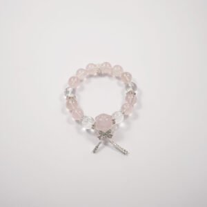 Sweetheart Charm Bracelet – 11.8mm Rose Quartz + Sterling Silver Bow Bear | Love Frequency Activator - 图片 5