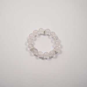 Angelic Aura Bracelet – 12mm White Azeztulite + Silver Floral Accents | High-Vibration Crystal for Lightworkers - 图片 3
