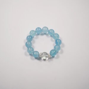 🌊 "Ocean Crown" Crystal Bracelet 🌊 15mm/16mm Aquamarine + 16mm Crown Jewel Clear Quartz - 图片 3