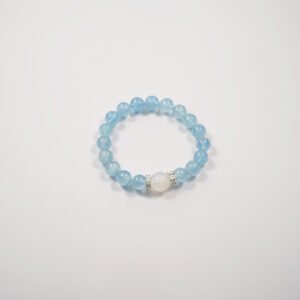 🌊 "Moonlit Tide" Crystal Bracelet 🌊 10mm Aquamarine + 13mm Moonstone Centerpiece - 图片 3