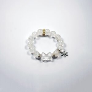 Winter Spirit Bracelet – White Phantom Quartz + Snowflake Charm & Crystal Bow | 13mm Purifying Beads for Clarity & Renewal - 图片 3