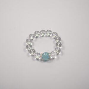 Pure Aura Master Bracelet – 14mm Ultra-Clear Quartz + 17mm Statement Bead & Aquamarine | Ultimate Energy Amplifier - 图片 3