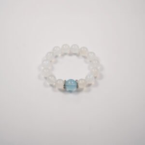 Moonlit Ocean Bracelet – 12mm Moonstone + 14mm Aquamarine | Divine Feminine Energy Flow - 图片 3