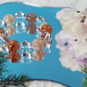 Yin-Yang Frequencies Bracelet – 15.8mm Clear Quartz & Phantom Quartz | Master-Level Energy Architecture - 图片 2