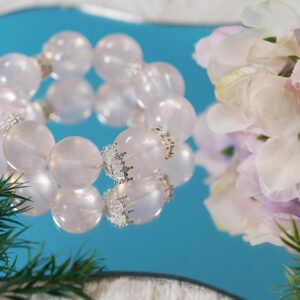 Crystal Couture: 19.5mm Mozambique Rose Quartz Statement Bracelet - 图片 2