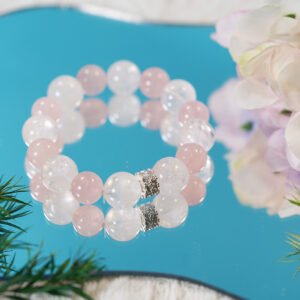 💖 Sweet Serenade" Crystal Bracelet 💖 11mm Madagascar Rose Quartz × 13mm White Phantom Quartz A poetic dance between romance and mysticism - 图片 2