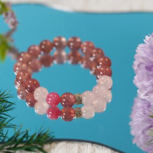 🍓💖 "Berry Blush Love" Crystal Bracelet 💖🍓 11mm Strawberry Quartz + Rose Quartz Harmony - 图片 2