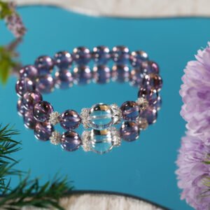 💎 "Andean Lightweaver" Crystal Bracelet 💎 11mm Transparent Bolivian Amethyst + 13mm Clear Quartz Crown - 图片 2