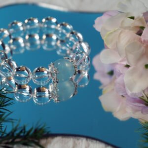 Pure Aura Master Bracelet – 14mm Ultra-Clear Quartz + 17mm Statement Bead & Aquamarine | Ultimate Energy Amplifier - 图片 2