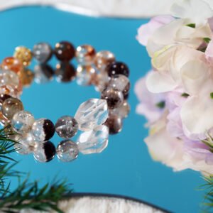 🌟✨ "Ethereal Glow" 10mm Phantom Quartz Bracelet with Red Coral and Clear Quartz: Illuminate Your Spirit! 🌈💎 - 图片 2