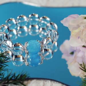 Titan's Pure Aura Bracelet – 16mm Ultra-Clear Quartz + 18mm Aquamarine Crown | Mega-Sized Energy Conductor - 图片 2