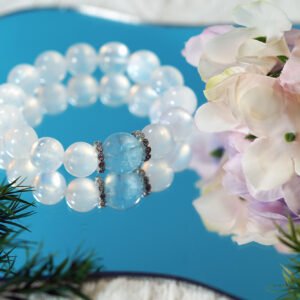 Moonlit Ocean Bracelet – 12mm Moonstone + 14mm Aquamarine | Divine Feminine Energy Flow - 图片 2