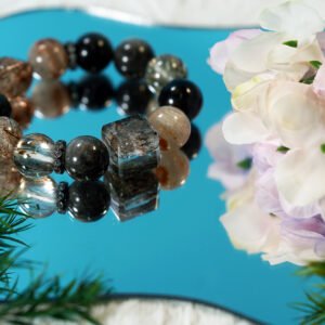 Majestic Guardian Bracelet – Multi-Layer Phantom Quartz, Black Gold Obsidian & Pure Obsidian | 16mm Power Beads for Ultimate Protection & Wealth Flow - 图片 2