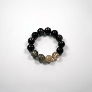 Titan's Shield Bracelet – Multi-Layer Phantom Quartz & Obsidian | 15.5mm Mega Beads for Ultimate Psychic Defense - 图片 3