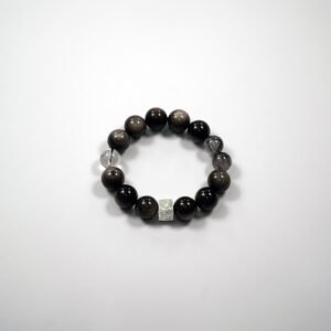Obsidian, Black Rutile Quartz & White Quartz Bracelet - Protection & Clarity - 图片 3