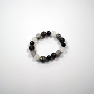 Trinity Energy Bracelet – Smoky Quartz, Obsidian & White Phantom Quartz | Grounding + Protection + Clarity - 图片 3