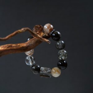 Majestic Guardian Bracelet – Multi-Layer Phantom Quartz, Black Gold Obsidian & Pure Obsidian | 16mm Power Beads for Ultimate Protection & Wealth Flow - 图片 1